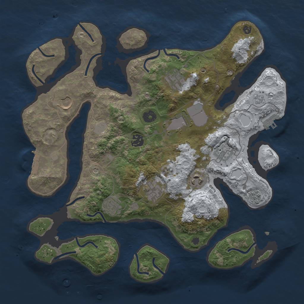 Rust Map: Procedural Map, Size: 3550, Seed: 162049, 18 Monuments