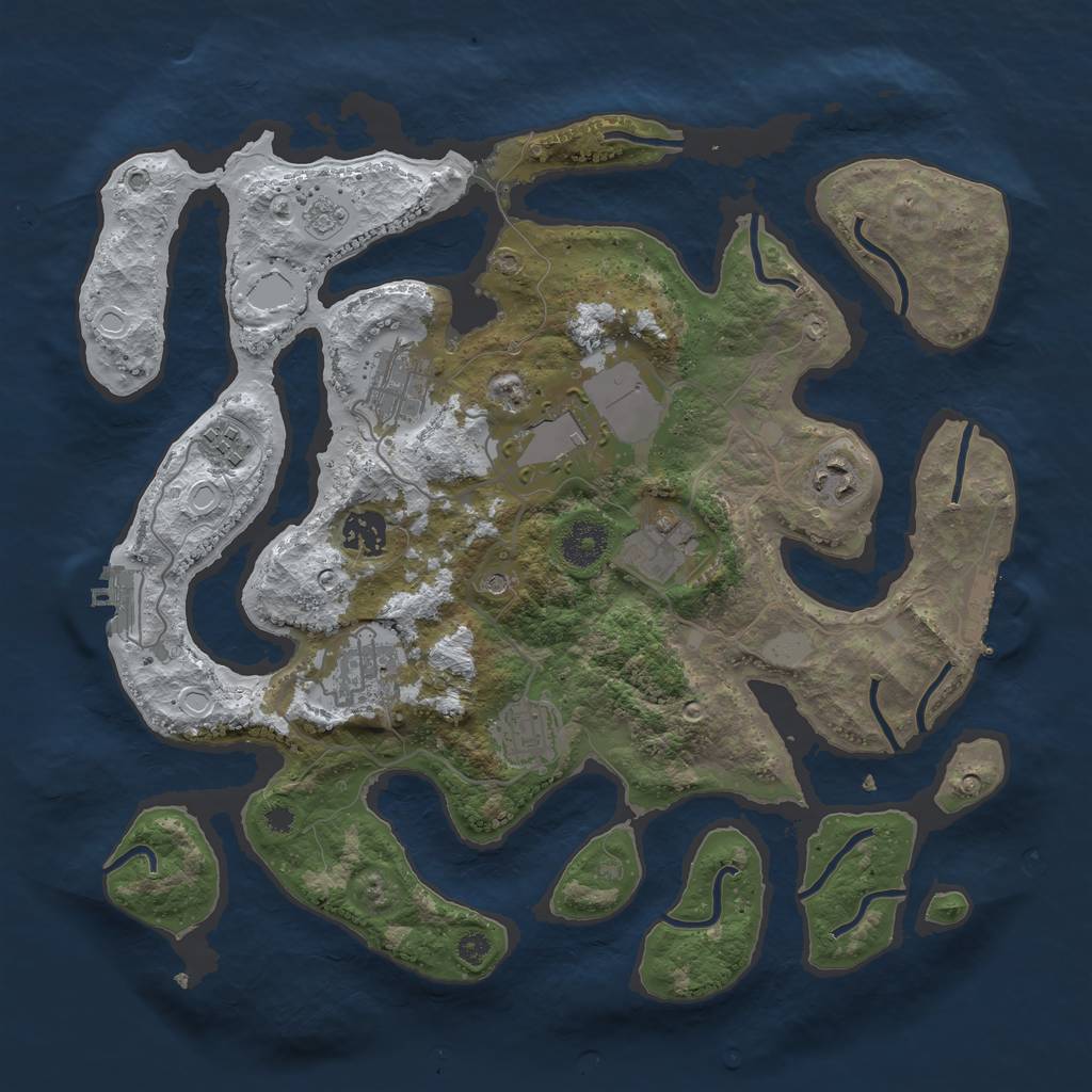 Rust Map: Procedural Map, Size: 3550, Seed: 304586, 17 Monuments