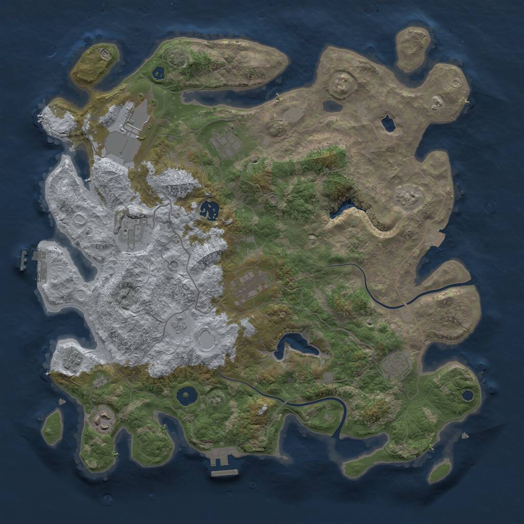 Rust Map: Procedural Map, Size: 4000, Seed: 686, 14 Monuments