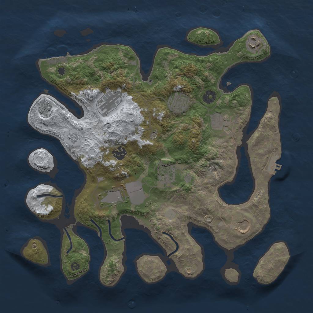 Rust Map: Procedural Map, Size: 3500, Seed: 576646, 18 Monuments
