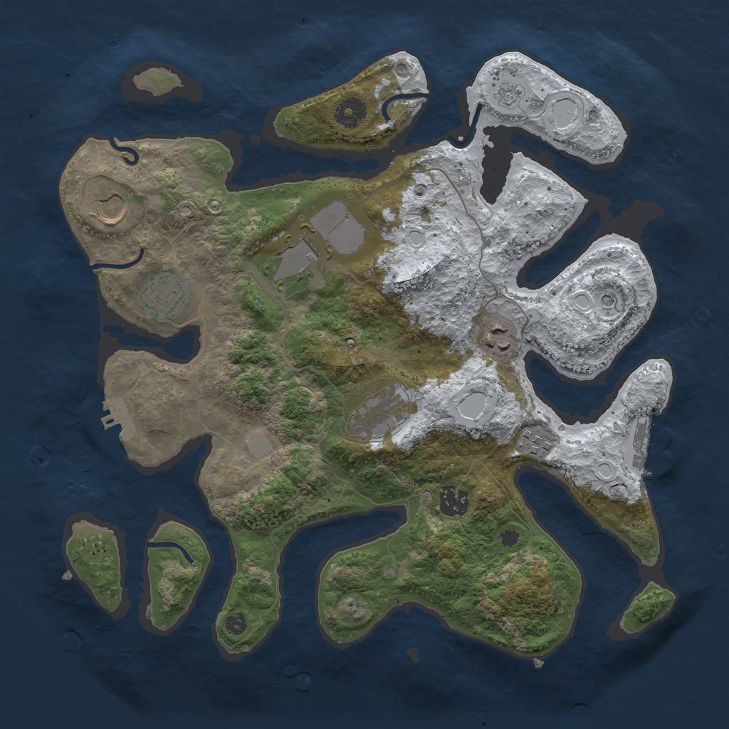 Rust Map: Procedural Map, Size: 3550, Seed: 768822, 16 Monuments