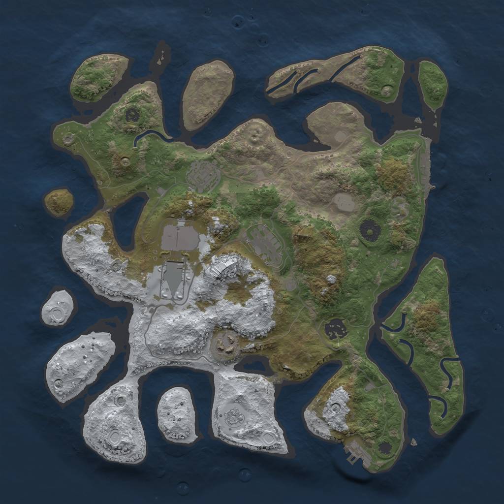 Rust Map: Procedural Map, Size: 3550, Seed: 486092, 13 Monuments