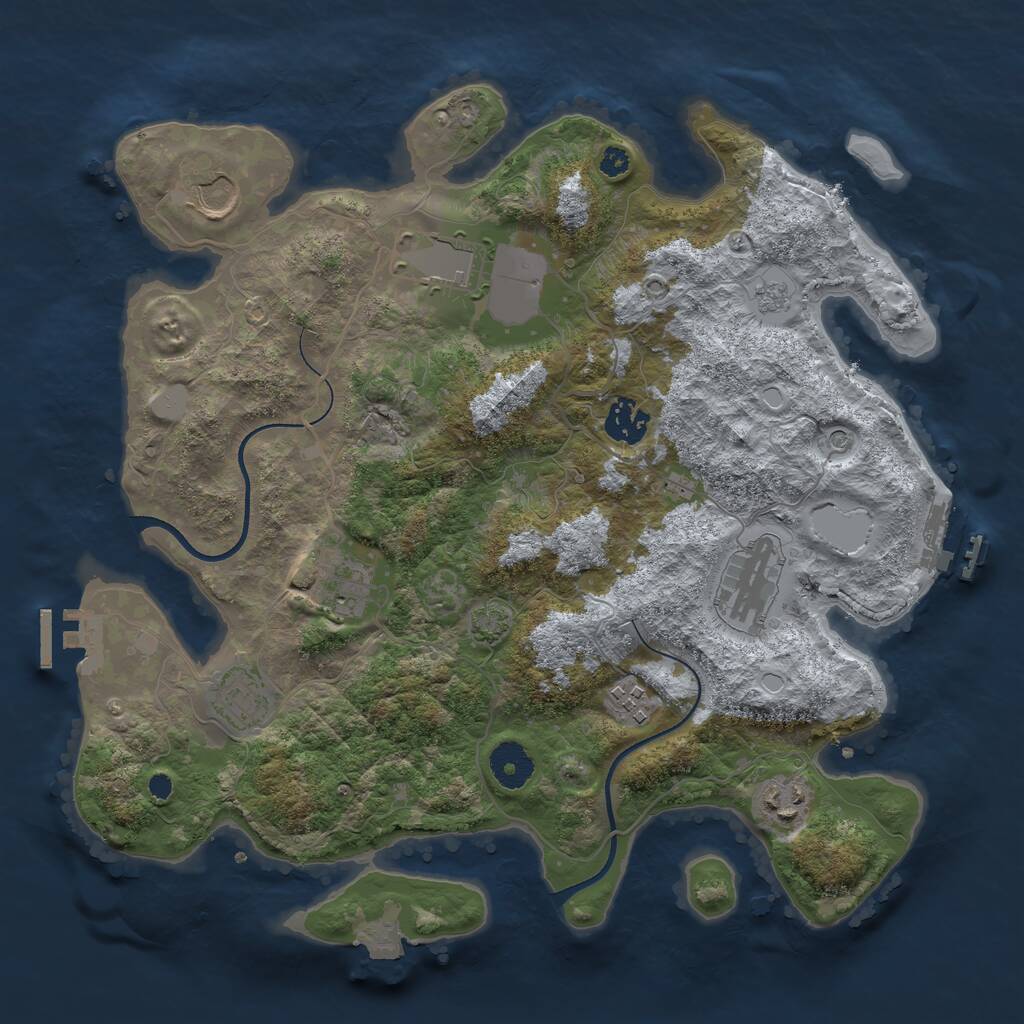 Rust Map: Procedural Map, Size: 3500, Seed: 3879749, 14 Monuments