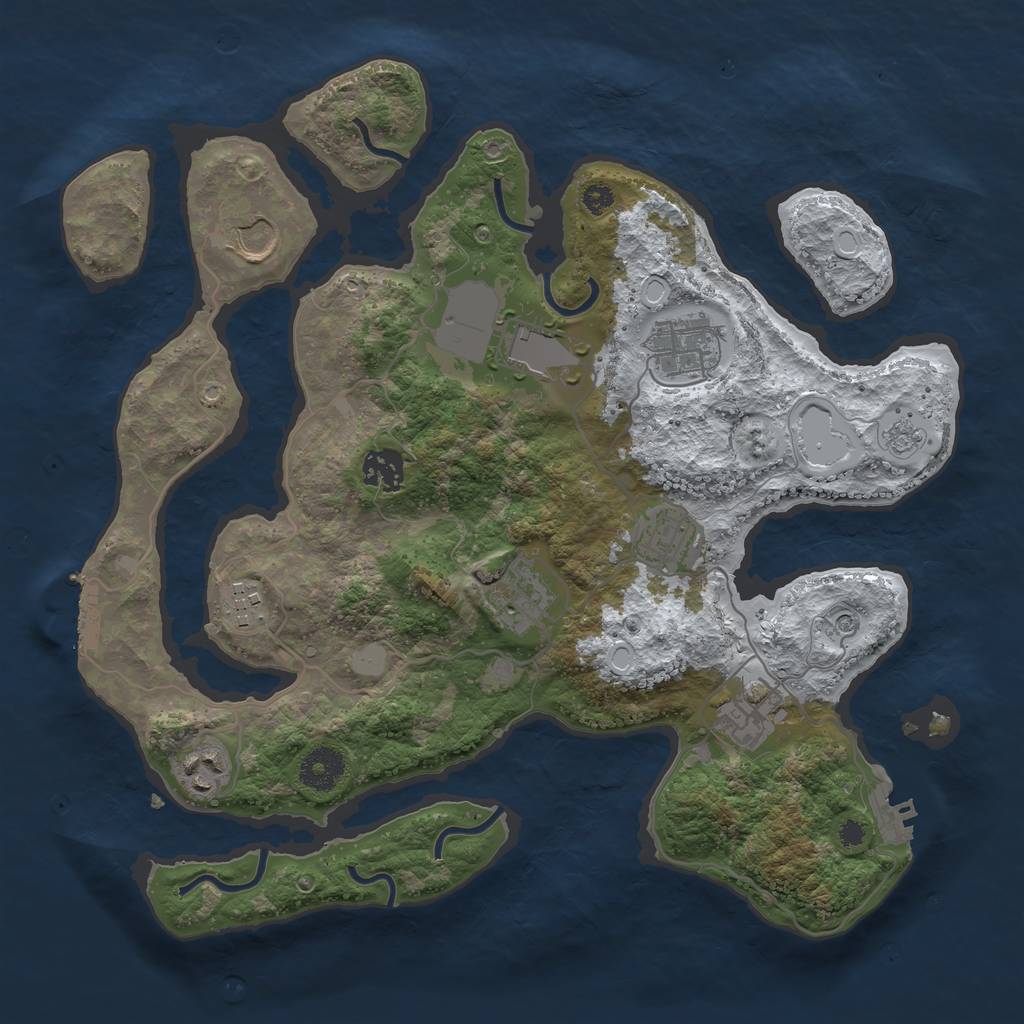 Rust Map: Procedural Map, Size: 3500, Seed: 1961401, 18 Monuments
