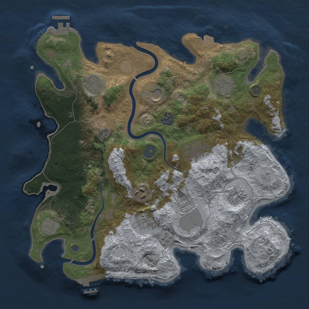 Rust Map: Procedural Map, Size: 3550, Seed: 600363, 17 Monuments