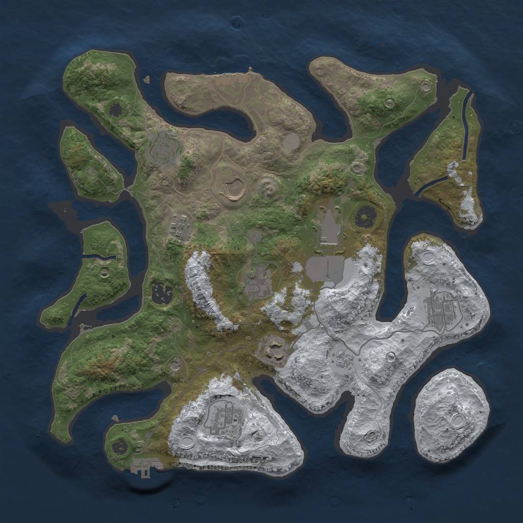 Rust Map: Procedural Map, Size: 3550, Seed: 600363, 18 Monuments