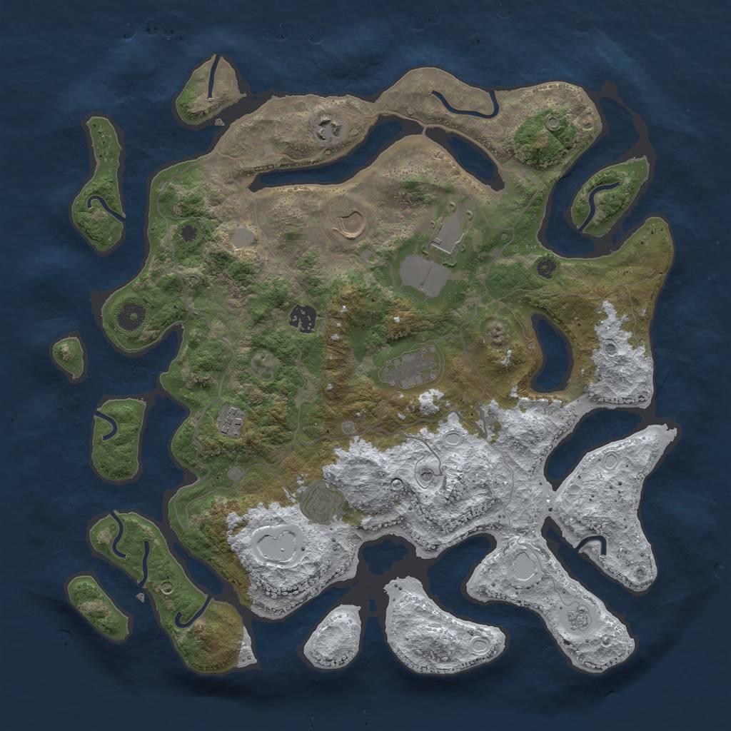 Rust Map: Procedural Map, Size: 4000, Seed: 46383, 14 Monuments