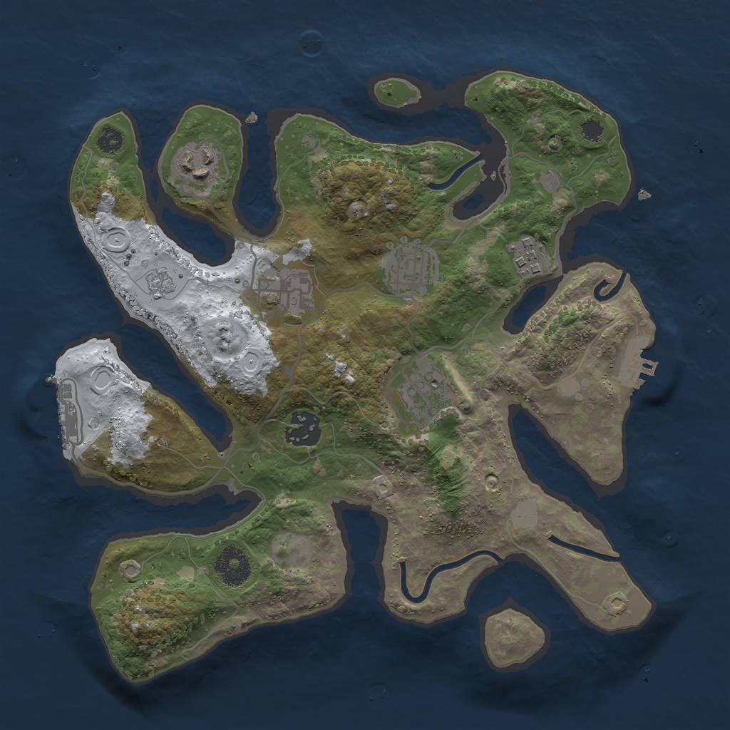 Rust Map: Procedural Map, Size: 3000, Seed: 243832, 14 Monuments