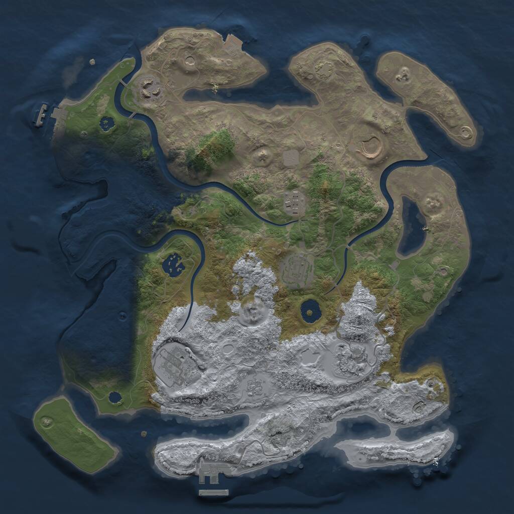 Rust Map: Procedural Map, Size: 3500, Seed: 5255267, 13 Monuments