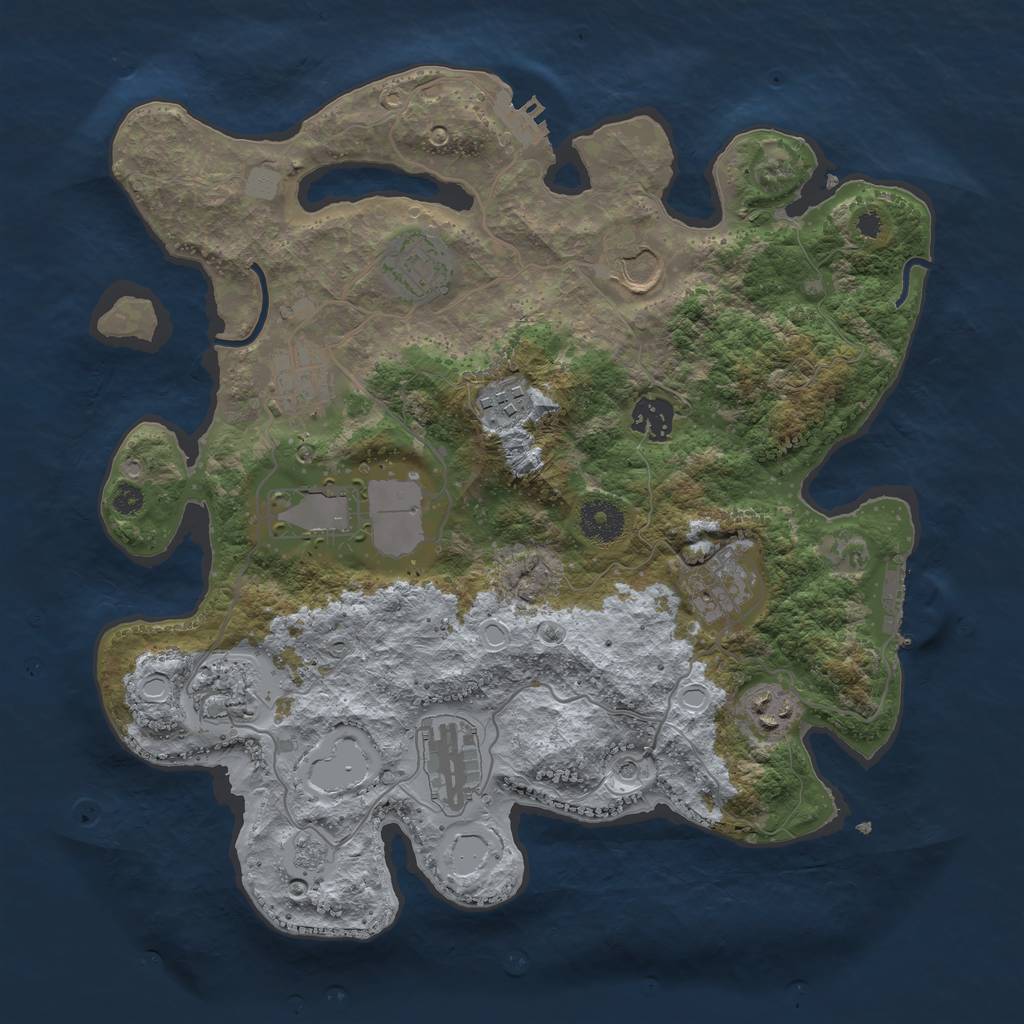 Rust Map: Procedural Map, Size: 3500, Seed: 6095779, 17 Monuments