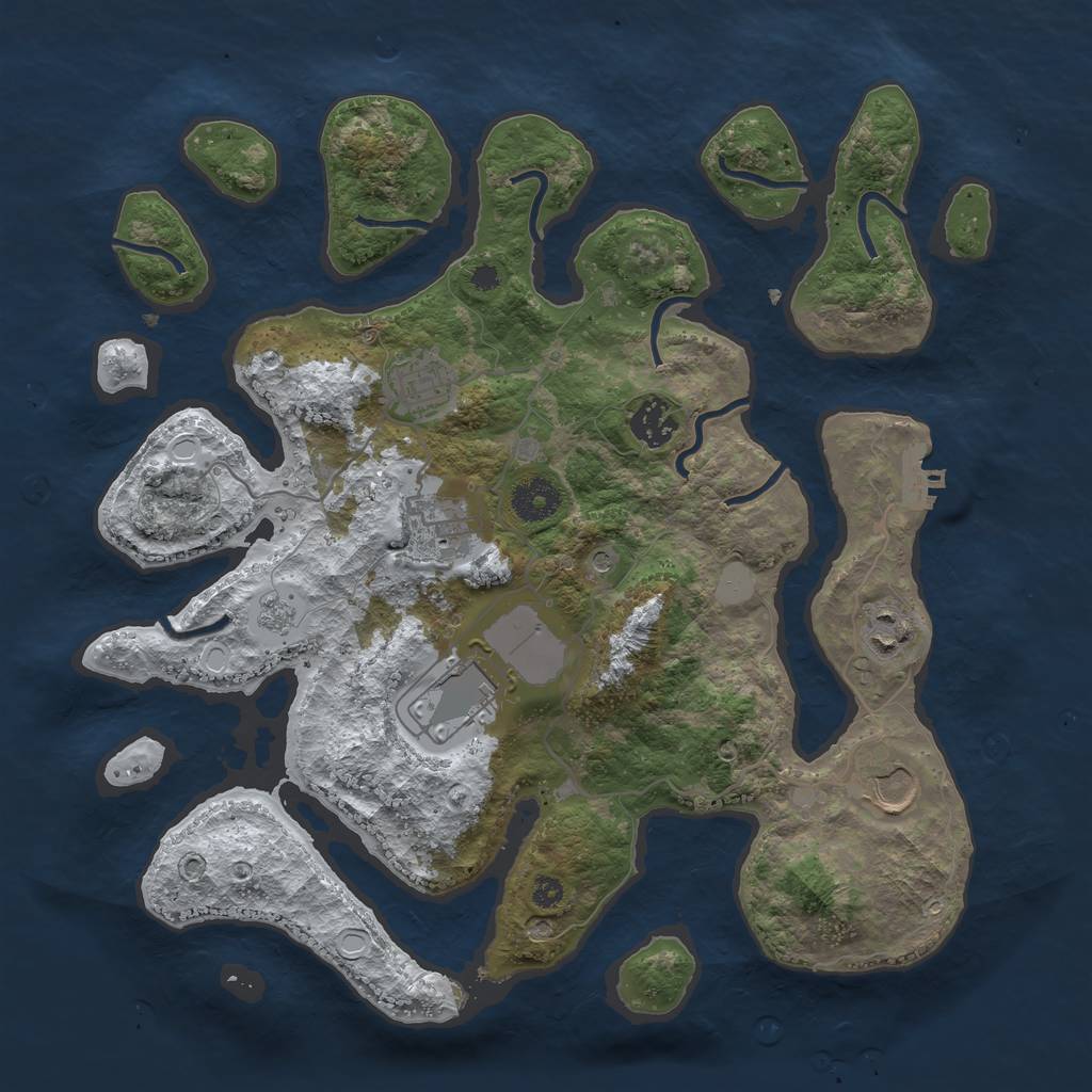 Rust Map: Procedural Map, Size: 3550, Seed: 371020, 14 Monuments