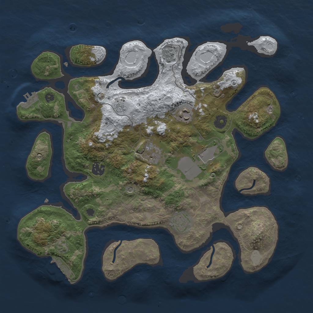 Rust Map: Procedural Map, Size: 3500, Seed: 629099, 15 Monuments