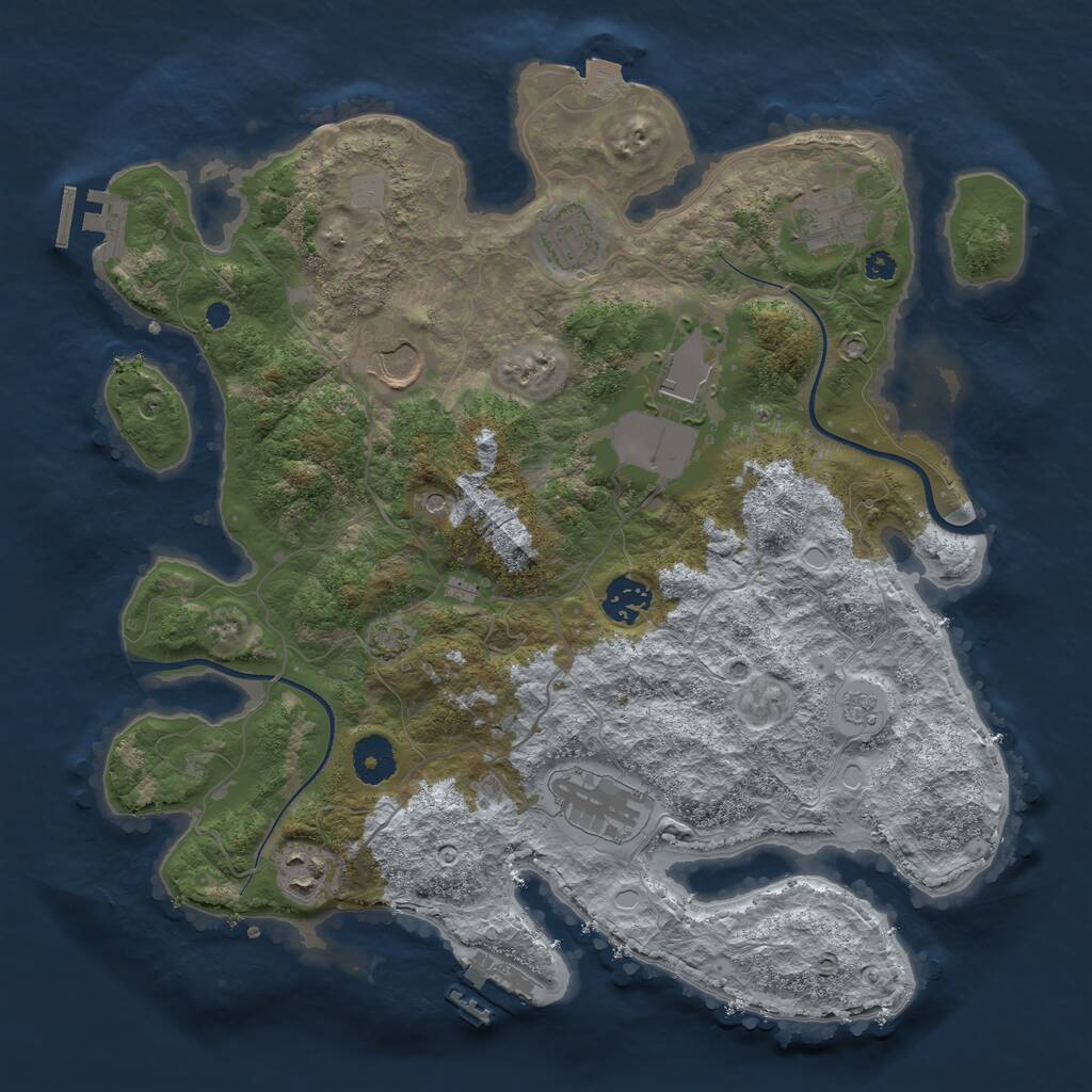 Rust Map: Procedural Map, Size: 3550, Seed: 70703, 13 Monuments
