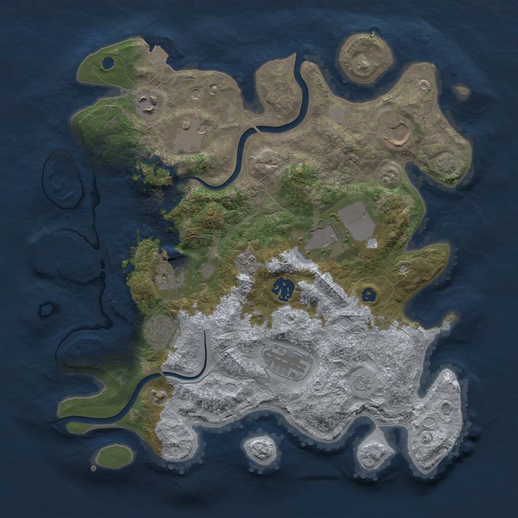 Rust Map: Procedural Map, Size: 3500, Seed: 1236, 14 Monuments