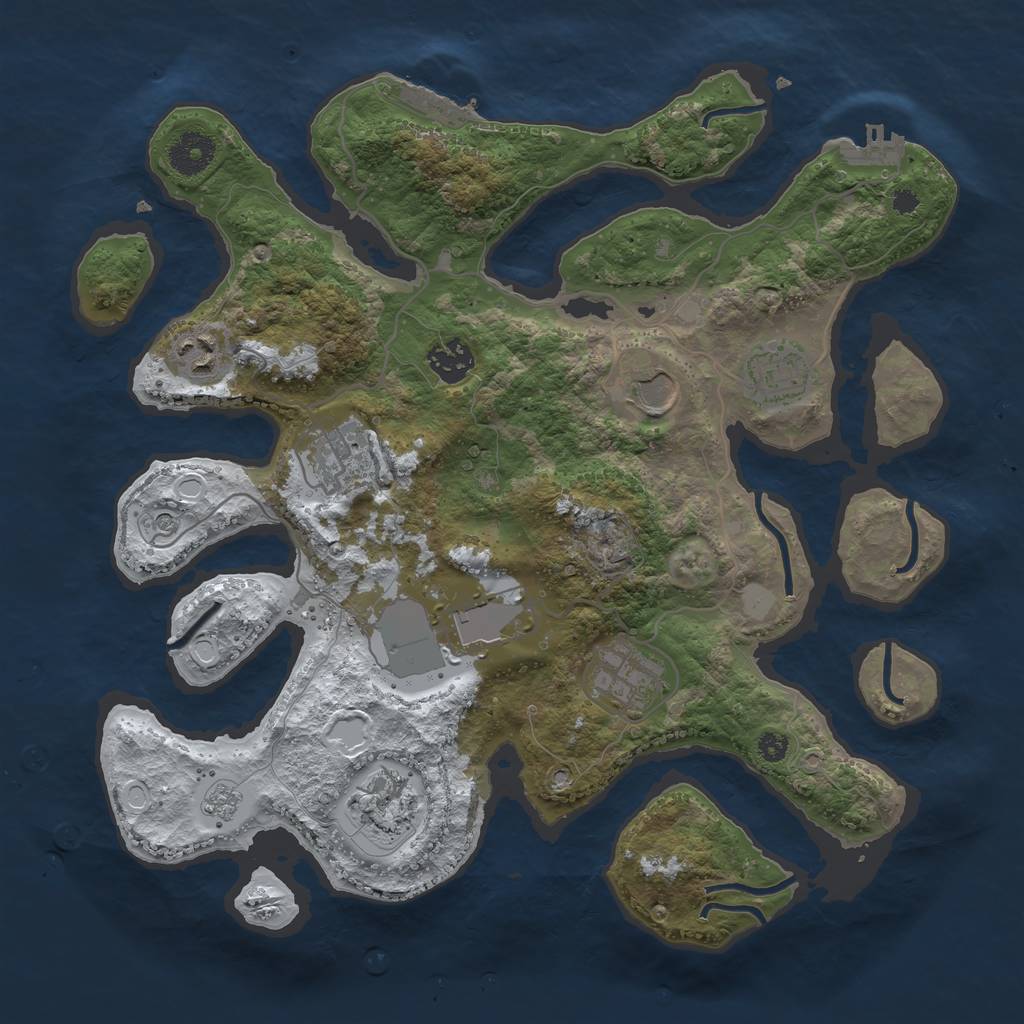 Rust Map: Procedural Map, Size: 3500, Seed: 220303007, 17 Monuments