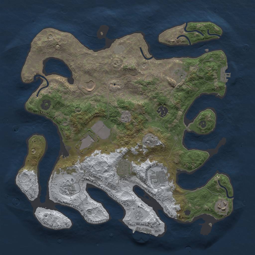 Rust Map: Procedural Map, Size: 3550, Seed: 395127, 18 Monuments
