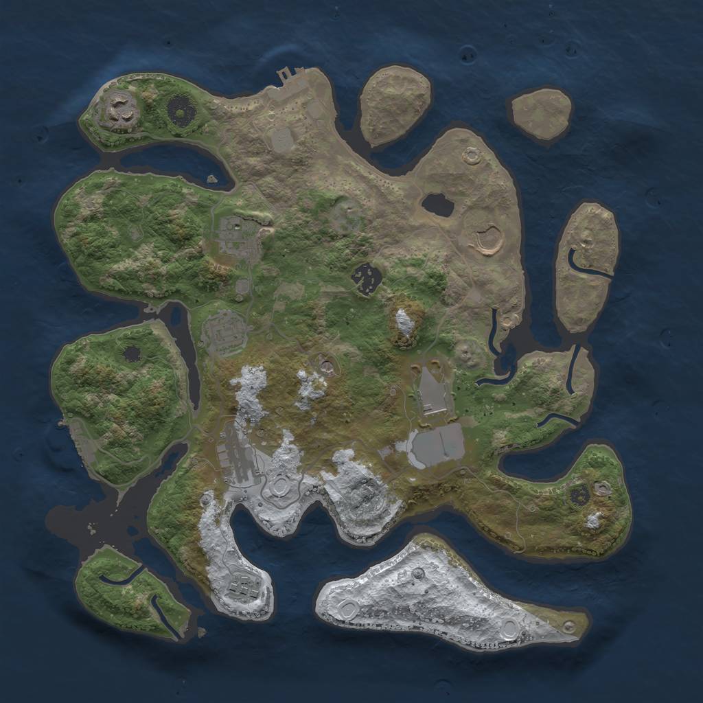 Rust Map: Procedural Map, Size: 3550, Seed: 808685, 16 Monuments