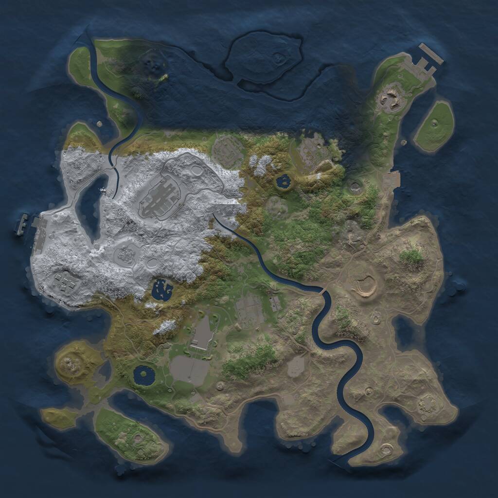 Rust Map: Procedural Map, Size: 3500, Seed: 2288978, 15 Monuments