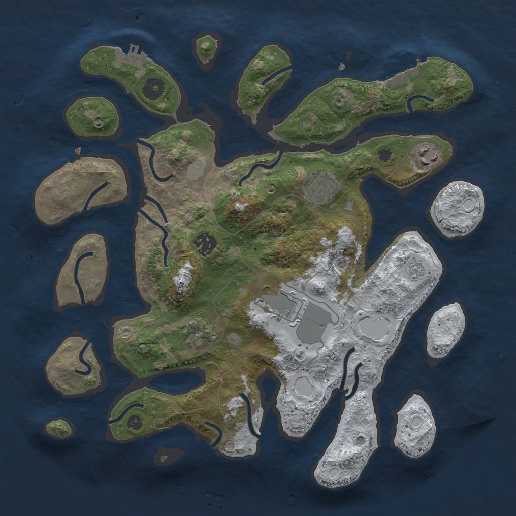 Rust Map: Procedural Map, Size: 3550, Seed: 243365, 14 Monuments