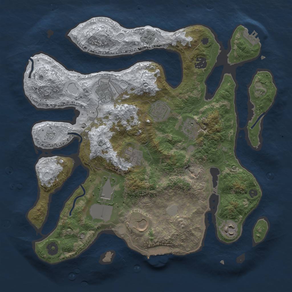 Rust Map: Procedural Map, Size: 3500, Seed: 711916, 17 Monuments