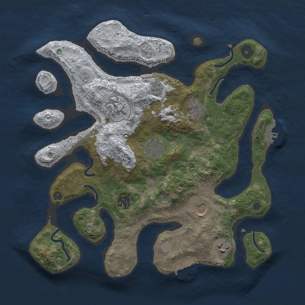 Rust Map: Procedural Map, Size: 3500, Seed: 5188501, 16 Monuments
