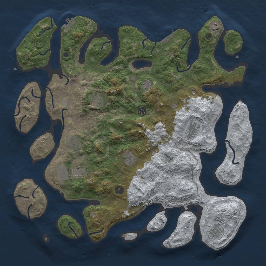 Rust Map: Procedural Map, Size: 4500, Seed: 5729428, 18 Monuments
