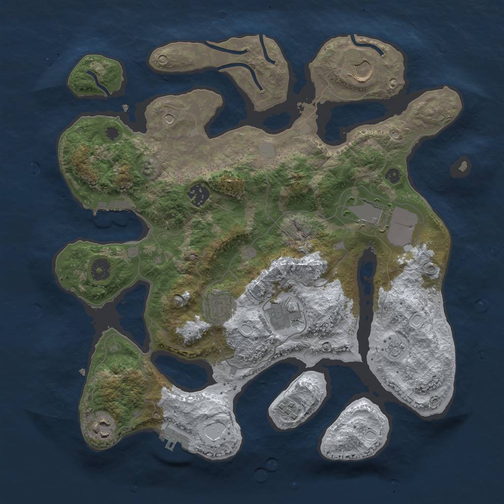 Rust Map: Procedural Map, Size: 3550, Seed: 80472, 16 Monuments