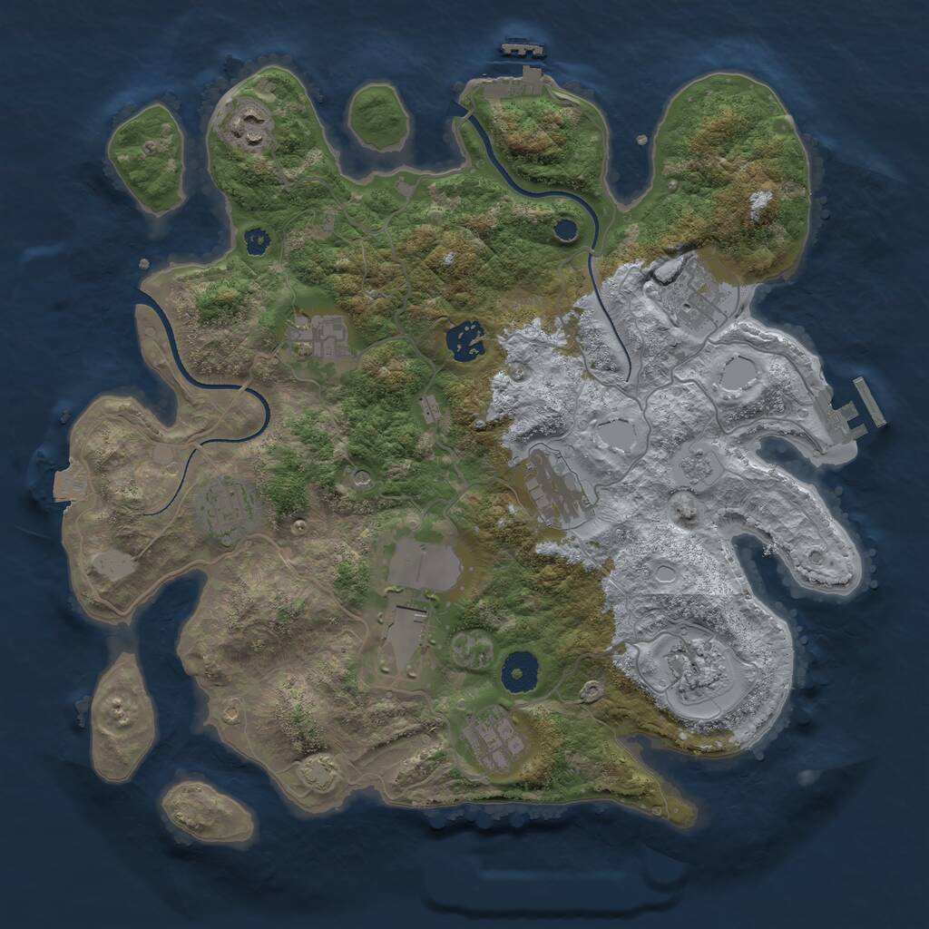 Rust Map: Procedural Map, Size: 3500, Seed: 4133163, 15 Monuments