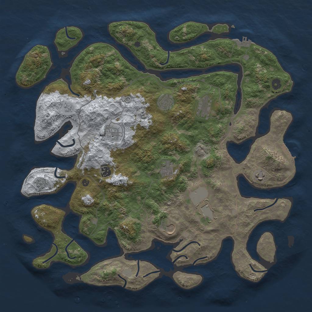 Rust Map: Procedural Map, Size: 4500, Seed: 46586896, 18 Monuments