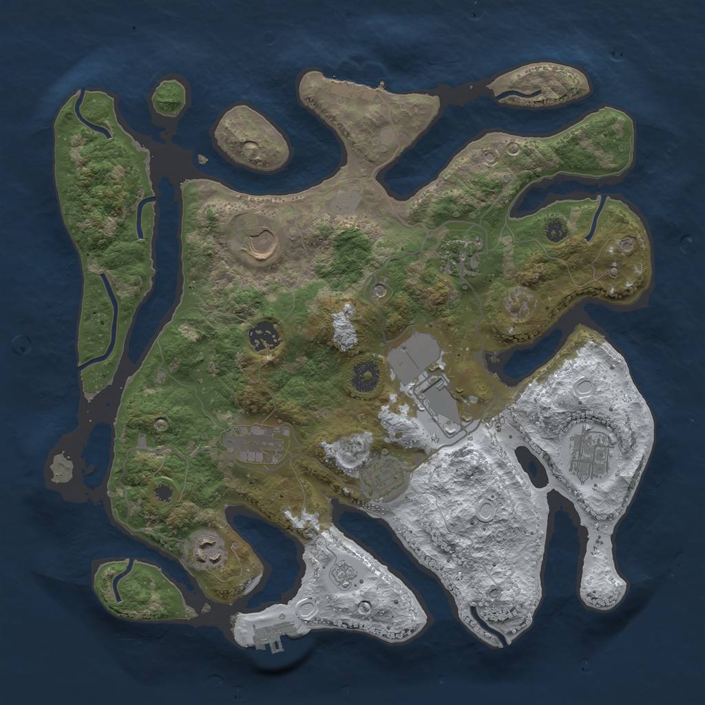 Rust Map: Procedural Map, Size: 3500, Seed: 2675183, 17 Monuments