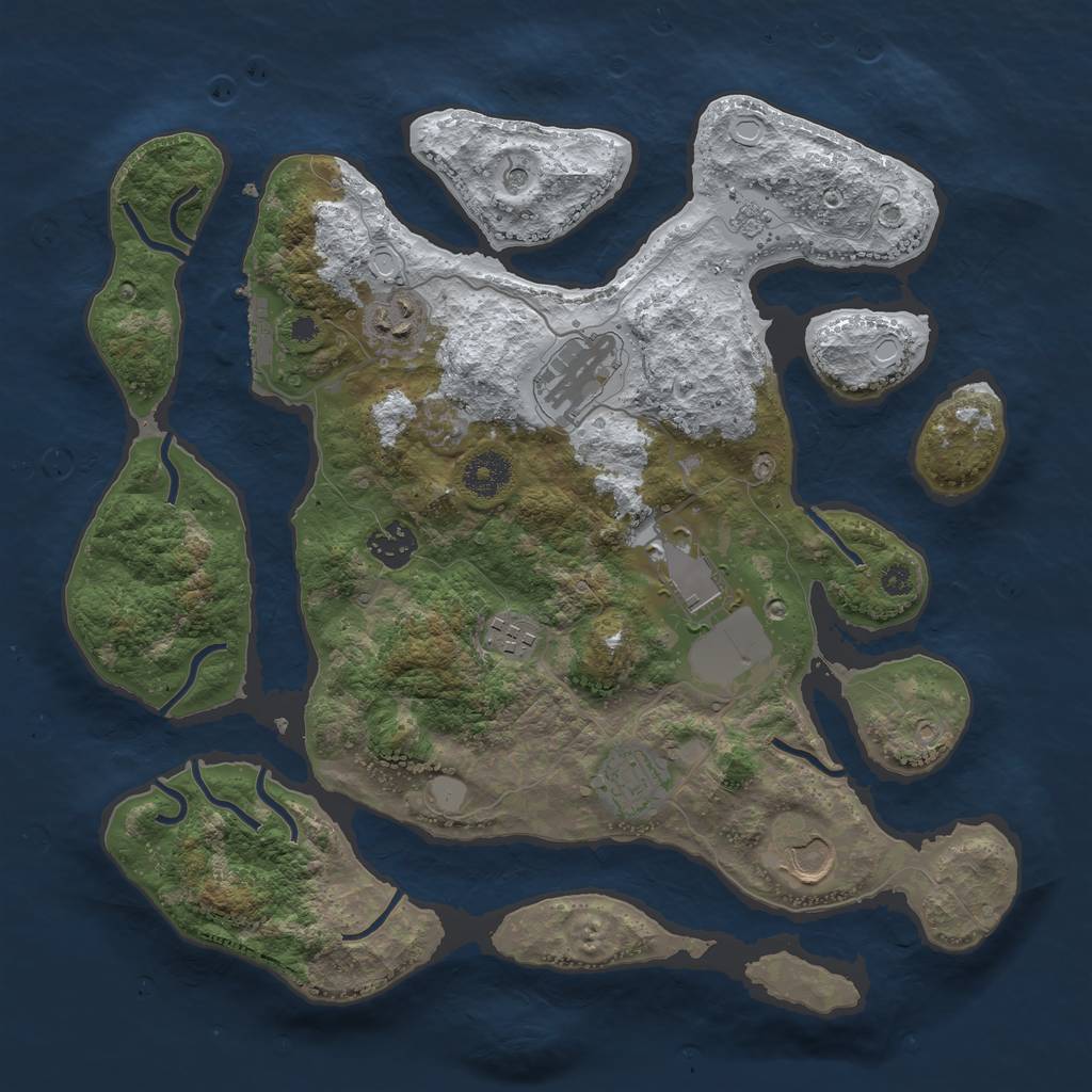 Rust Map: Procedural Map, Size: 3550, Seed: 396503, 15 Monuments