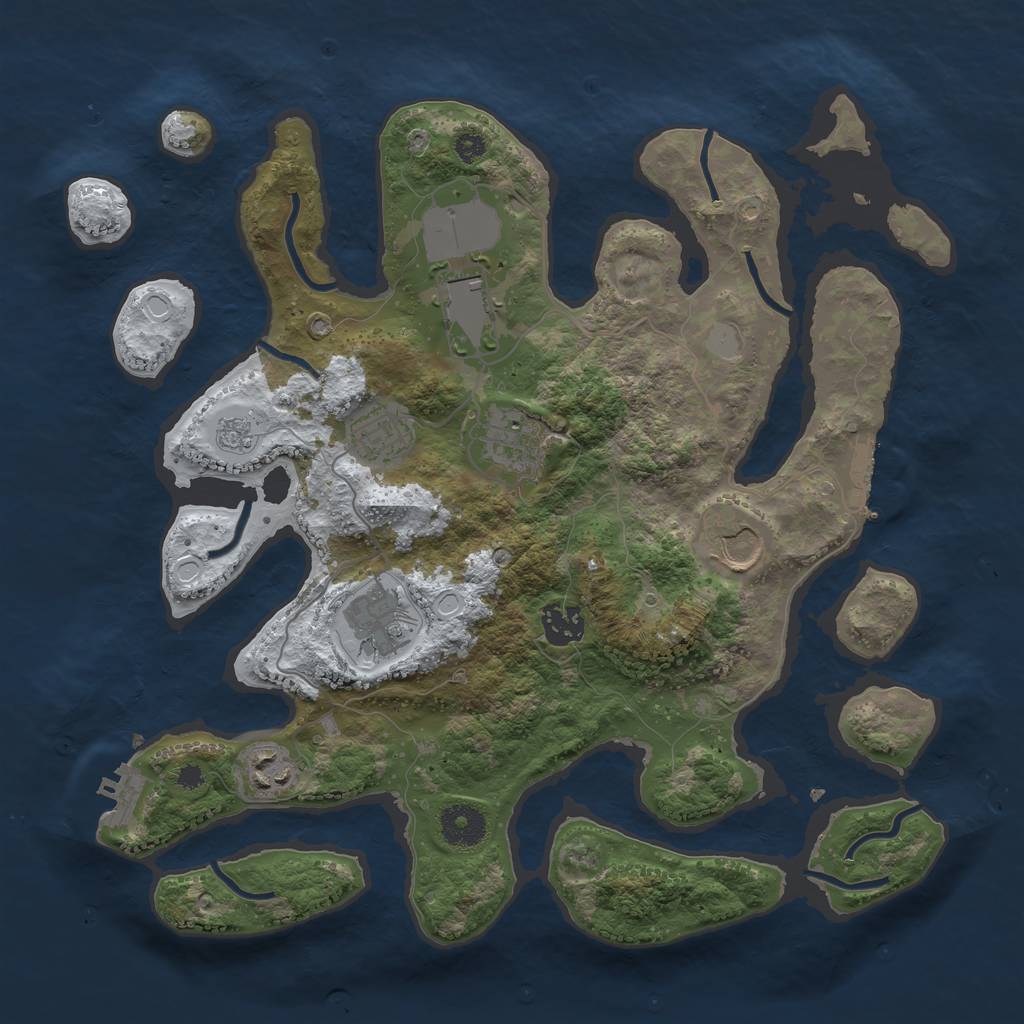 Rust Map: Procedural Map, Size: 3500, Seed: 3770534, 15 Monuments