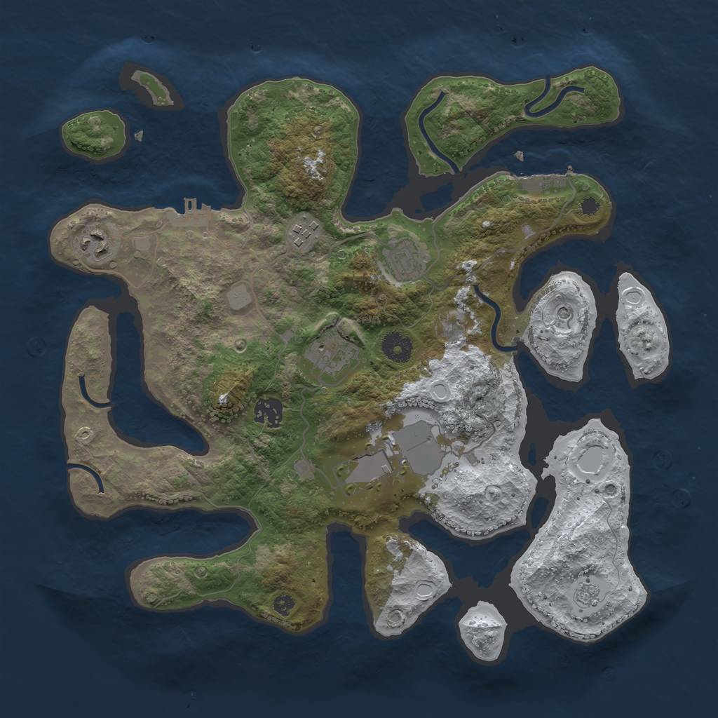 Rust Map: Procedural Map, Size: 3550, Seed: 670328, 15 Monuments