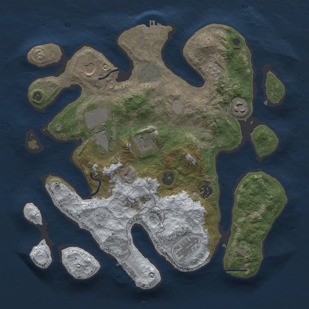 Rust Map: Procedural Map, Size: 3500, Seed: 3238889, 17 Monuments