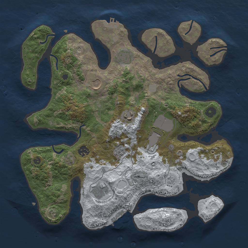 Rust Map: Procedural Map, Size: 3500, Seed: 2415386, 16 Monuments