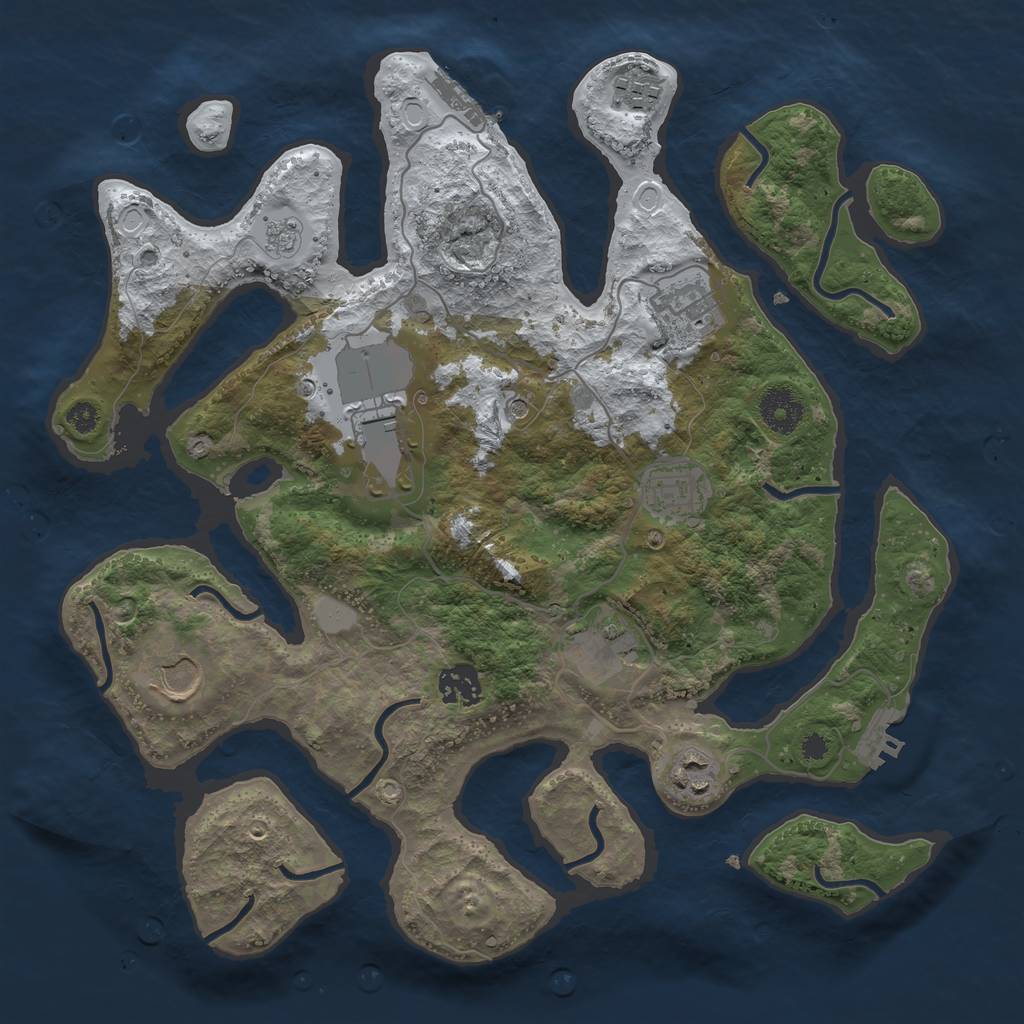Rust Map: Procedural Map, Size: 3500, Seed: 1701545, 17 Monuments
