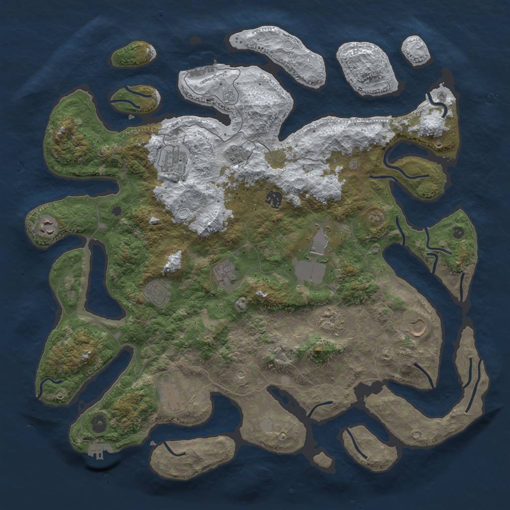 Rust Map: Procedural Map, Size: 4500, Seed: 5321052, 19 Monuments