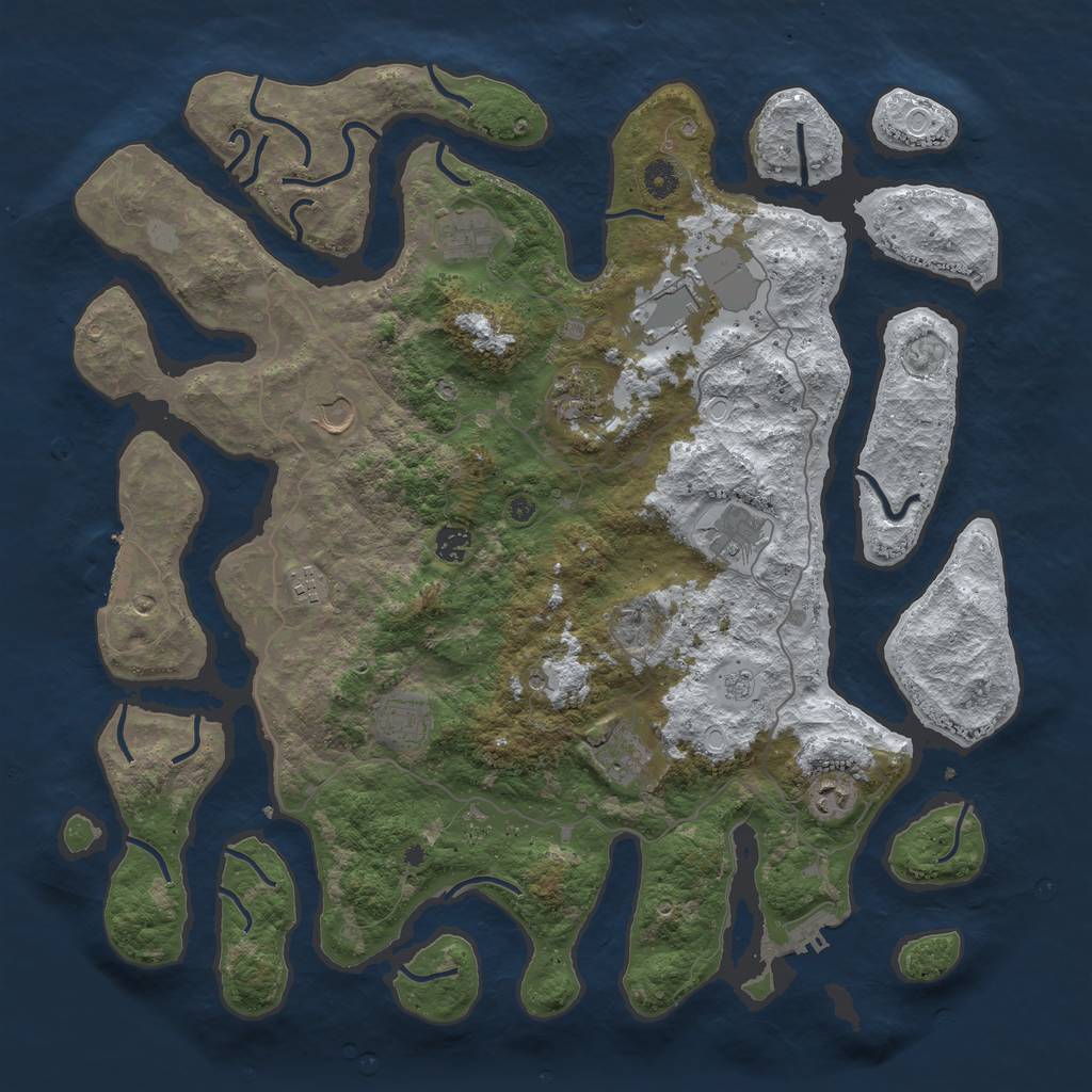 Rust Map: Procedural Map, Size: 4500, Seed: 6175416, 19 Monuments
