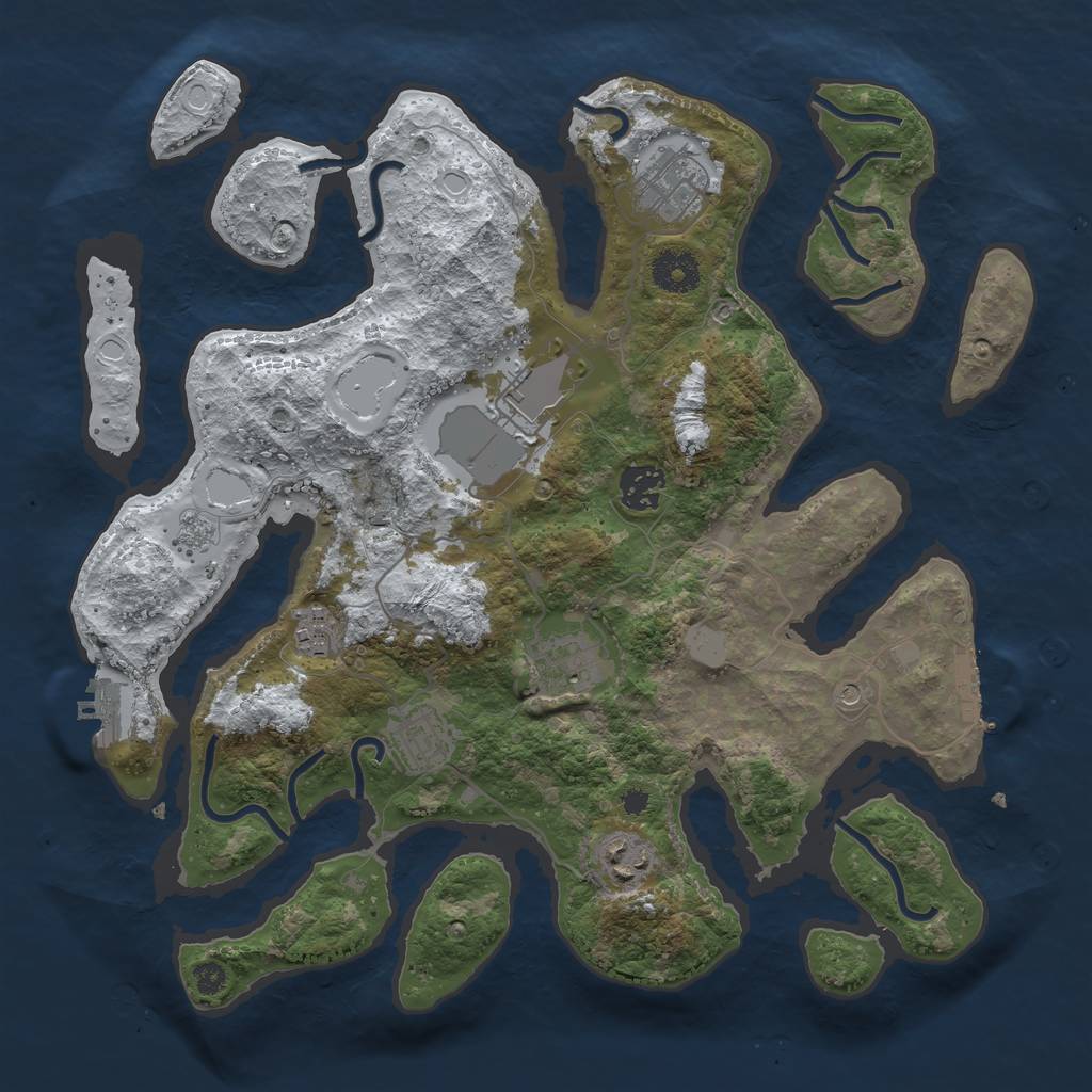 Rust Map: Procedural Map, Size: 3500, Seed: 1635511, 16 Monuments