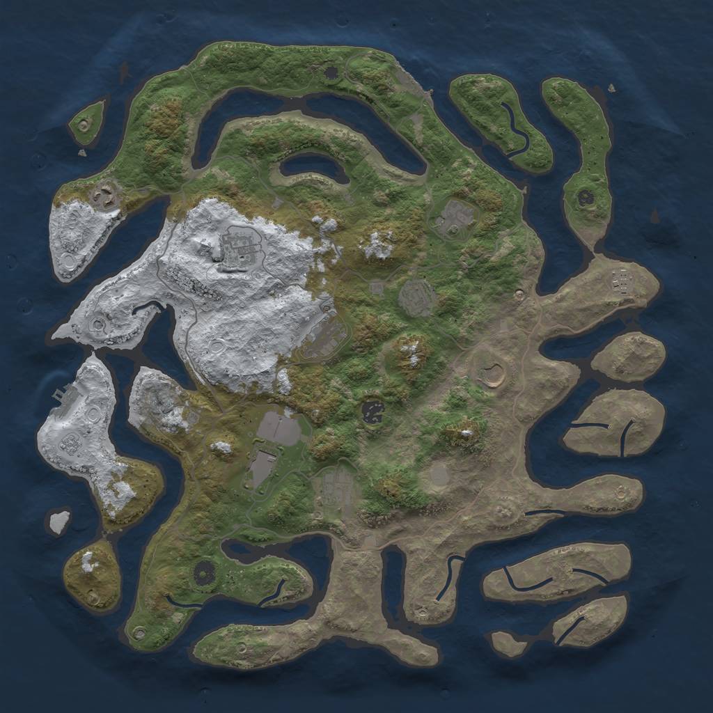 Rust Map: Procedural Map, Size: 4500, Seed: 4636500, 19 Monuments