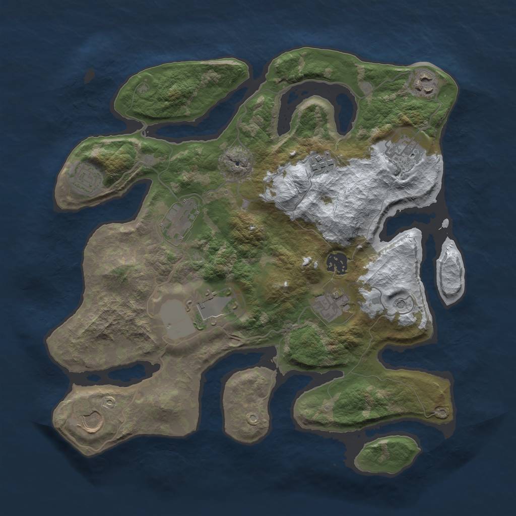 Rust Map: Barren, Size: 3500, Seed: 315212832, 12 Monuments