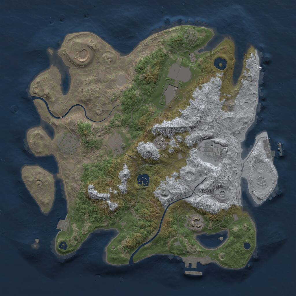 Rust Map: Procedural Map, Size: 3500, Seed: 1239848286, 14 Monuments