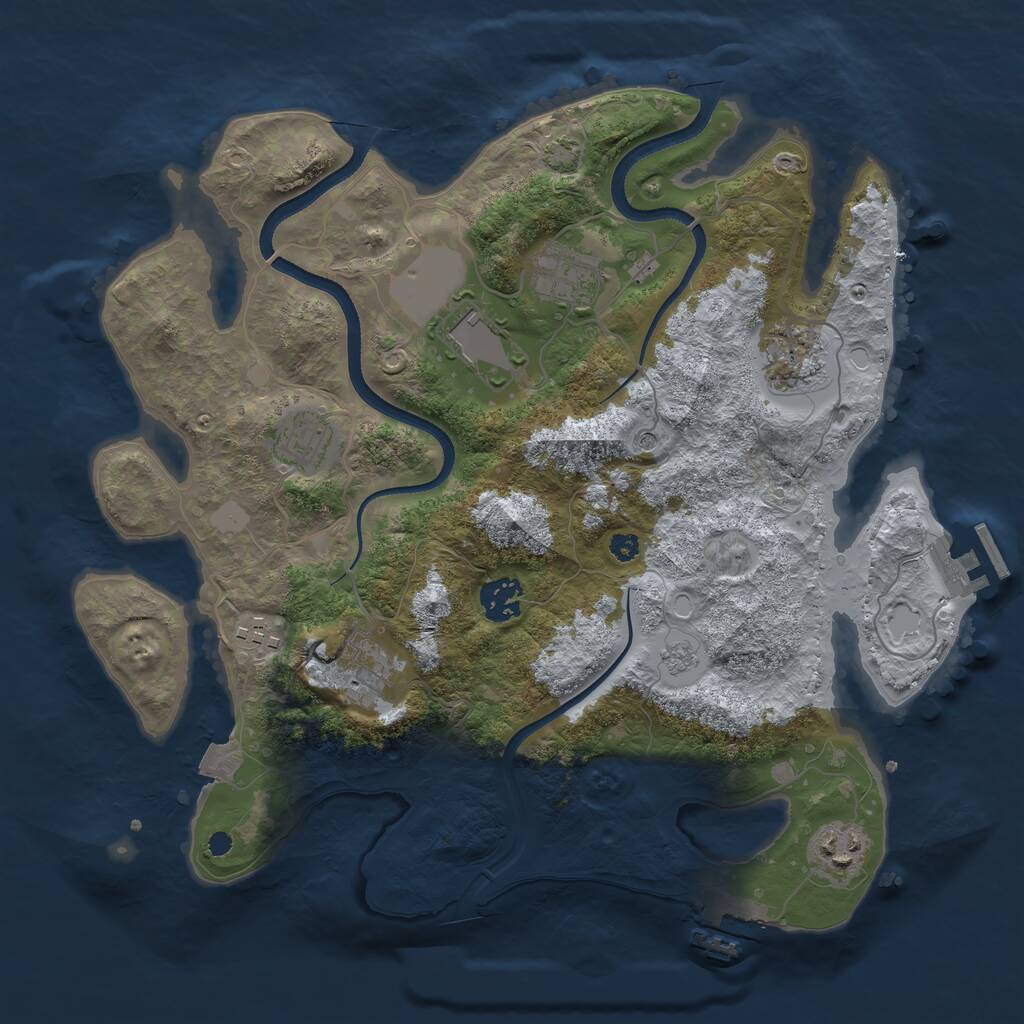 Rust Map: Procedural Map, Size: 3500, Seed: 1239848286, 14 Monuments