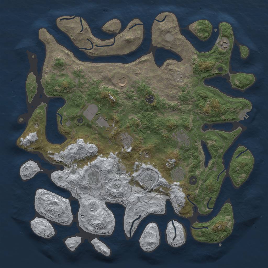 Rust Map: Procedural Map, Size: 4500, Seed: 940863, 18 Monuments