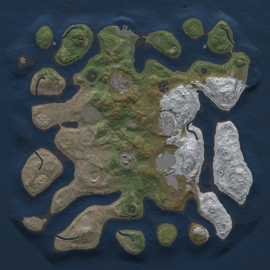 Rust Map: Procedural Map, Size: 3550, Seed: 771169, 16 Monuments