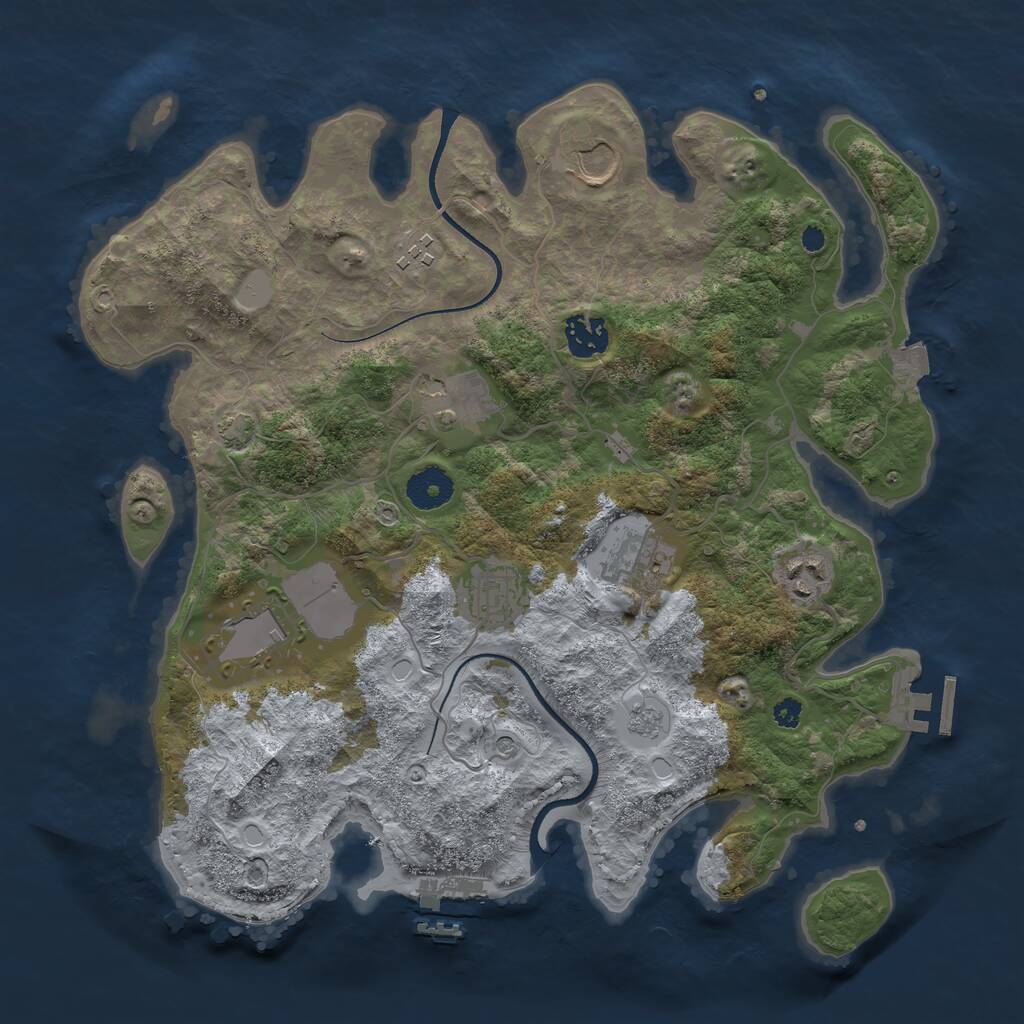 Rust Map: Procedural Map, Size: 3500, Seed: 1201894171, 14 Monuments