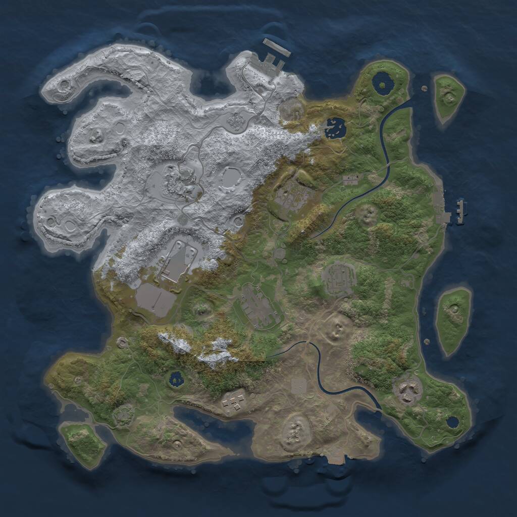 Rust Map: Procedural Map, Size: 3500, Seed: 4774957, 14 Monuments