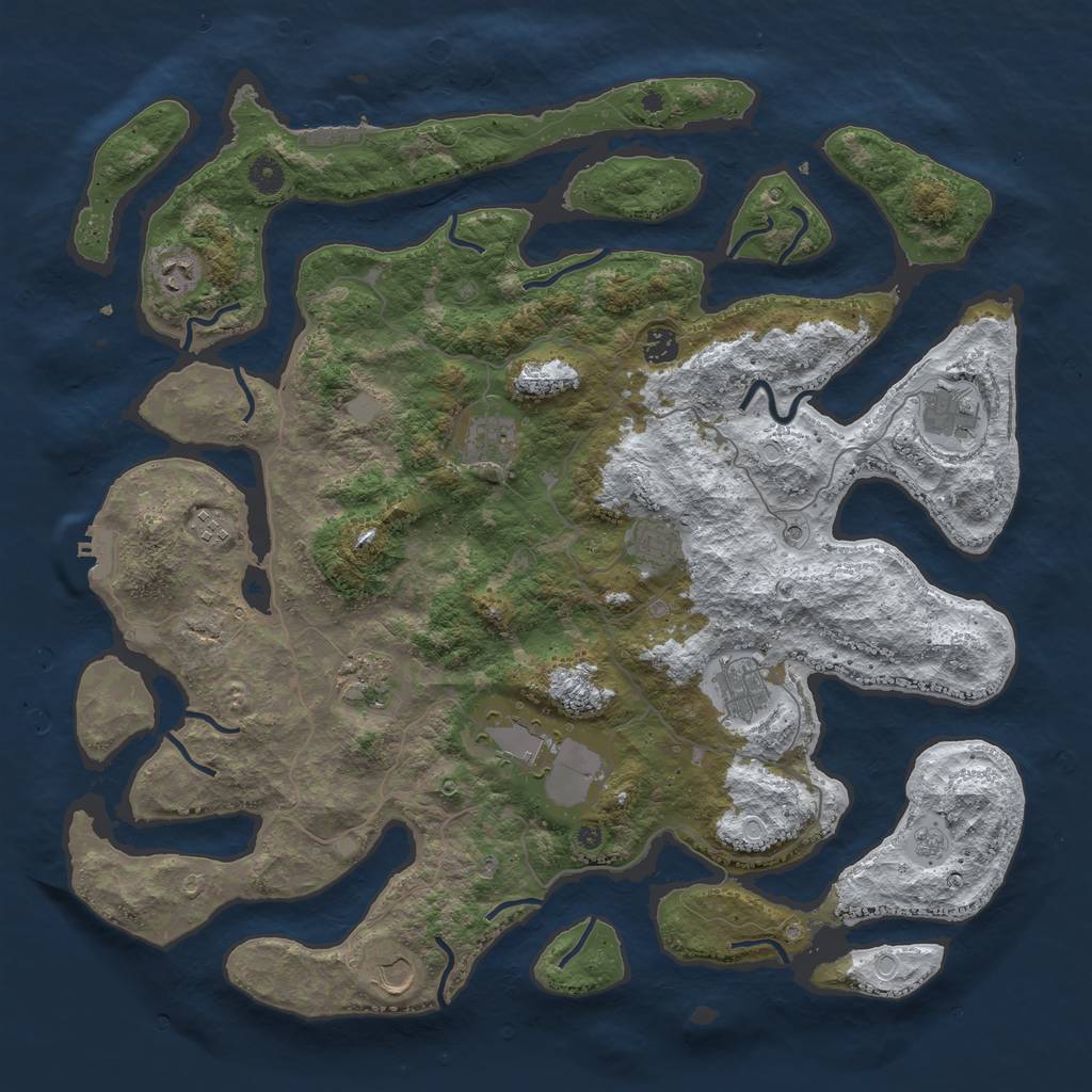 Rust Map: Procedural Map, Size: 4500, Seed: 452248, 19 Monuments
