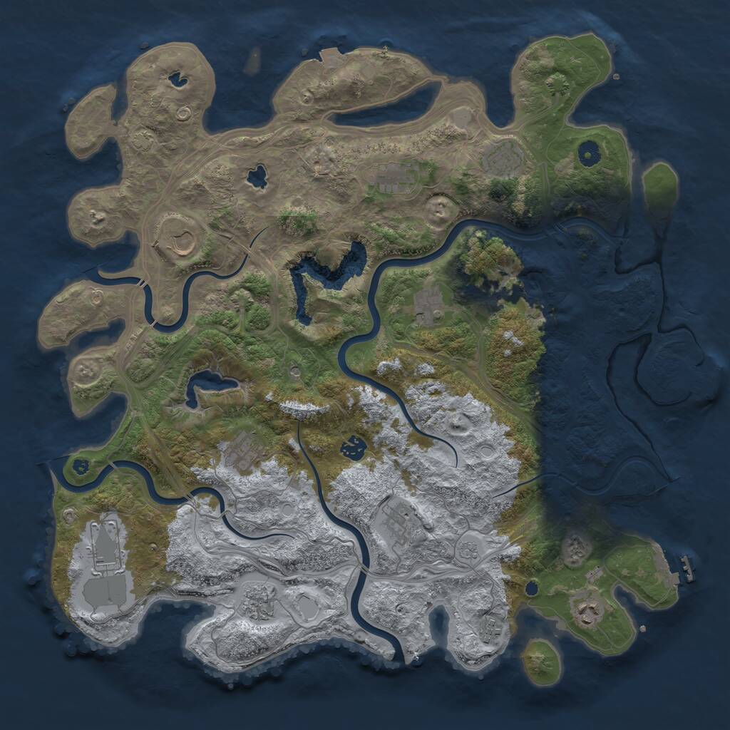 Rust Map: Procedural Map, Size: 4500, Seed: 5465623, 17 Monuments