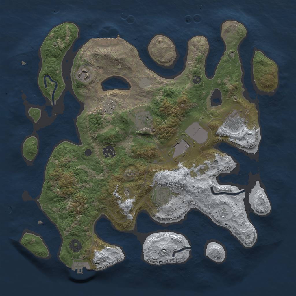 Rust Map: Procedural Map, Size: 3500, Seed: 3480007, 16 Monuments